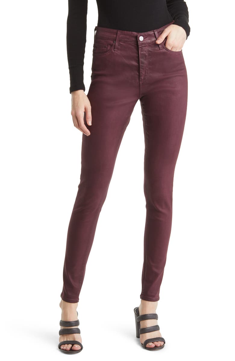 AG The Farrah High Rise Skinny Jeans, Main, color, Leatherette Light Maroon Peak