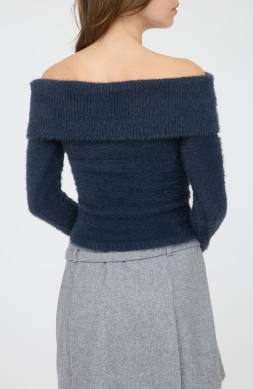 Blu Pepper Off-the-shoulder Long Sleeve Sweater In Blue