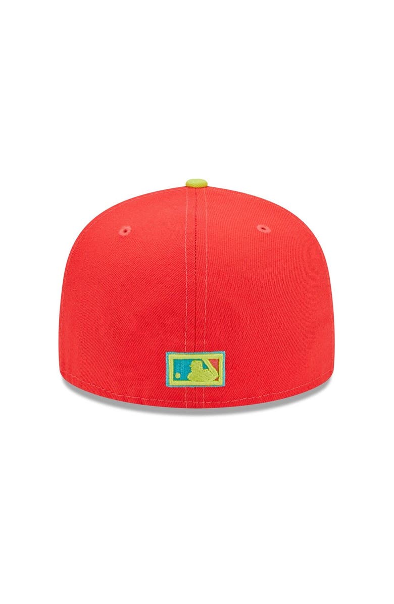 New Era Men's New Era Red/Neon Green Oakland Athletics 40th Anniversary Lava Highlighter Combo 59FIFTY Fitted Hat, Alternate, color, Red