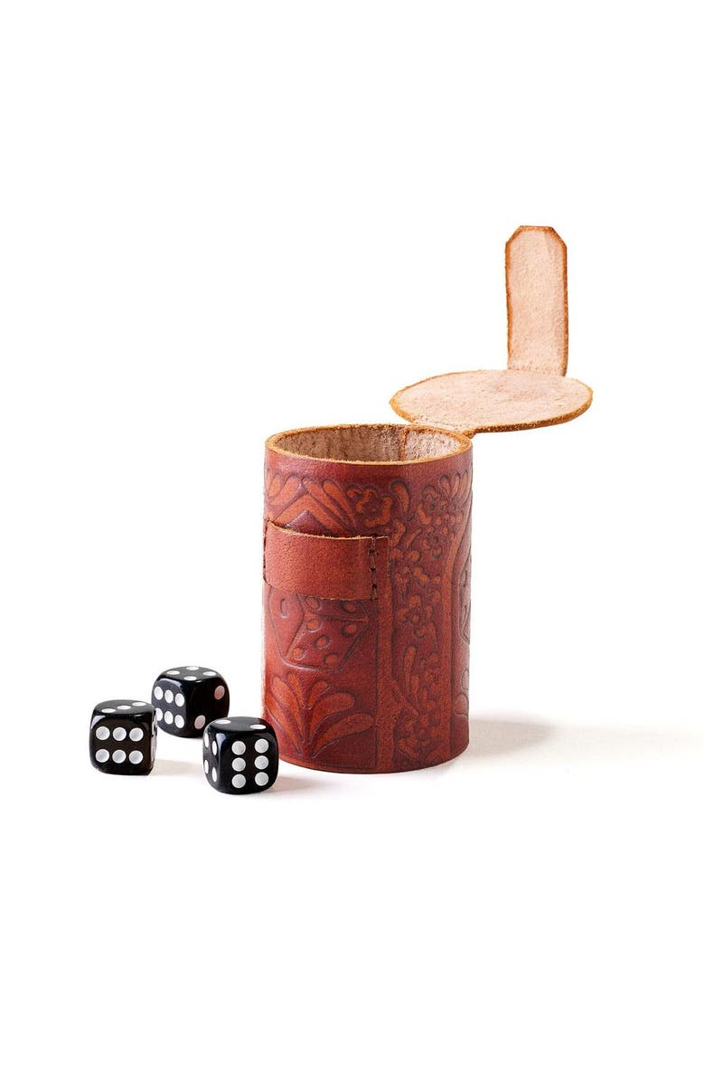 Matr Boomie Leather Dice Cup Set - 6 Dice, Hand Tooled, Main, color, Multicolor
