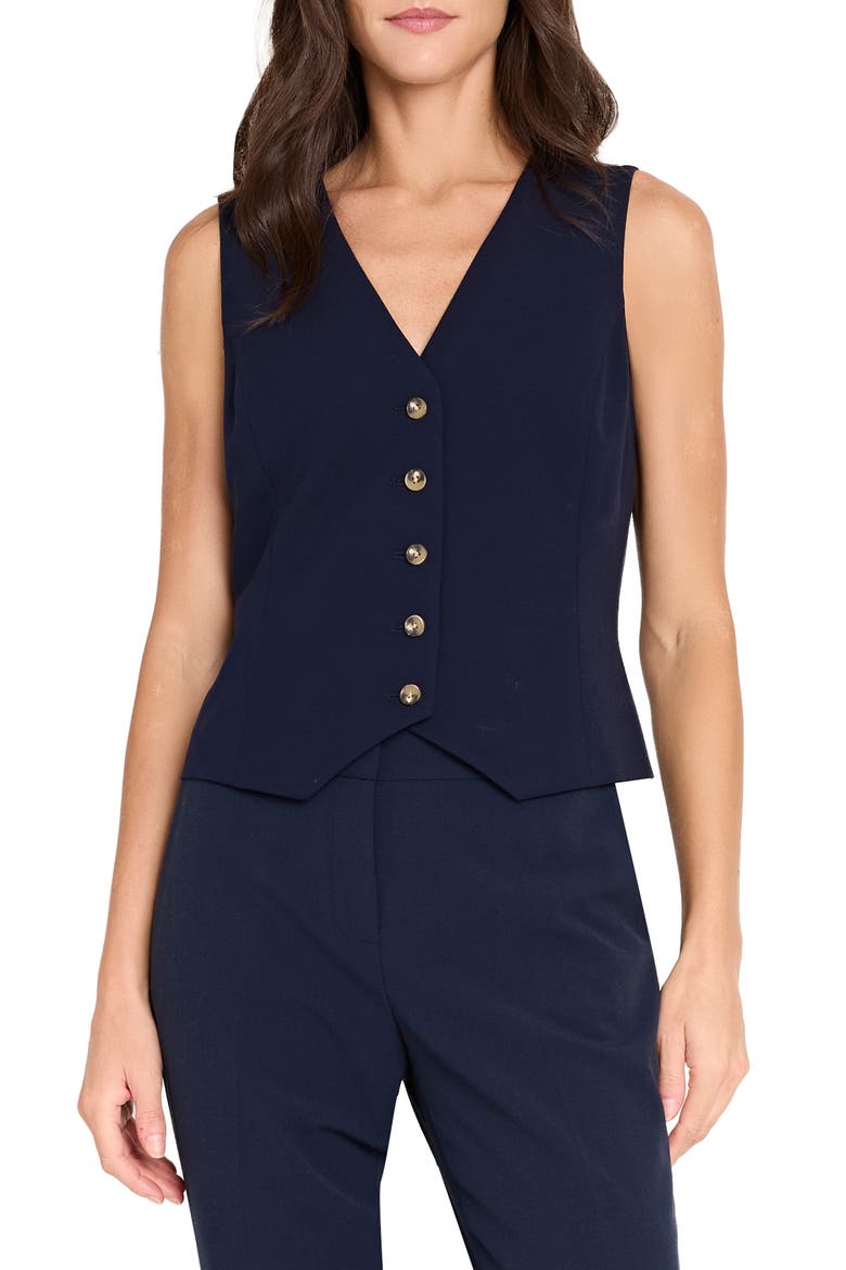 Crepe Vest, Main, color, NEW NAVY