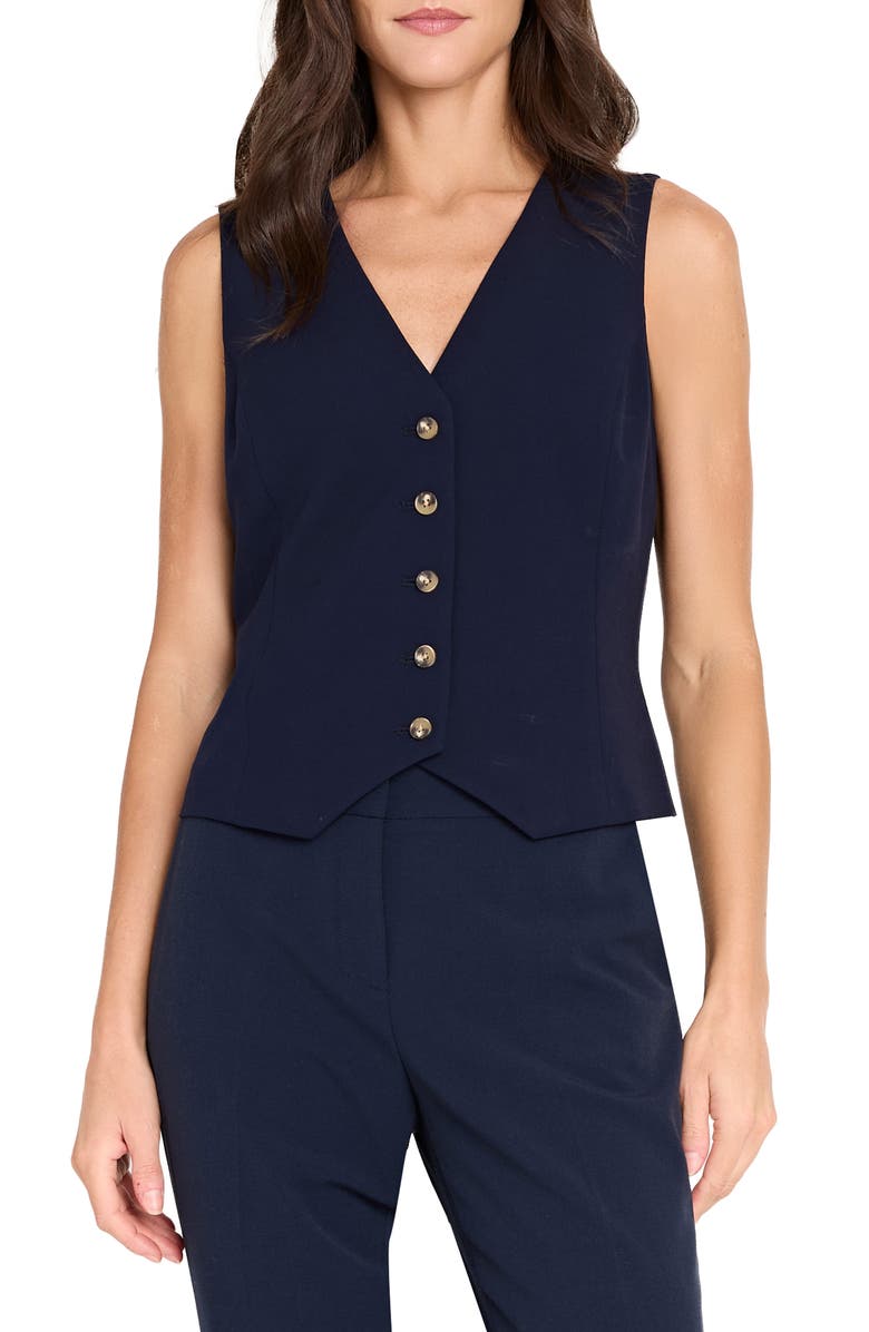 Tahari ASL Crepe Vest, Main, color, New Navy