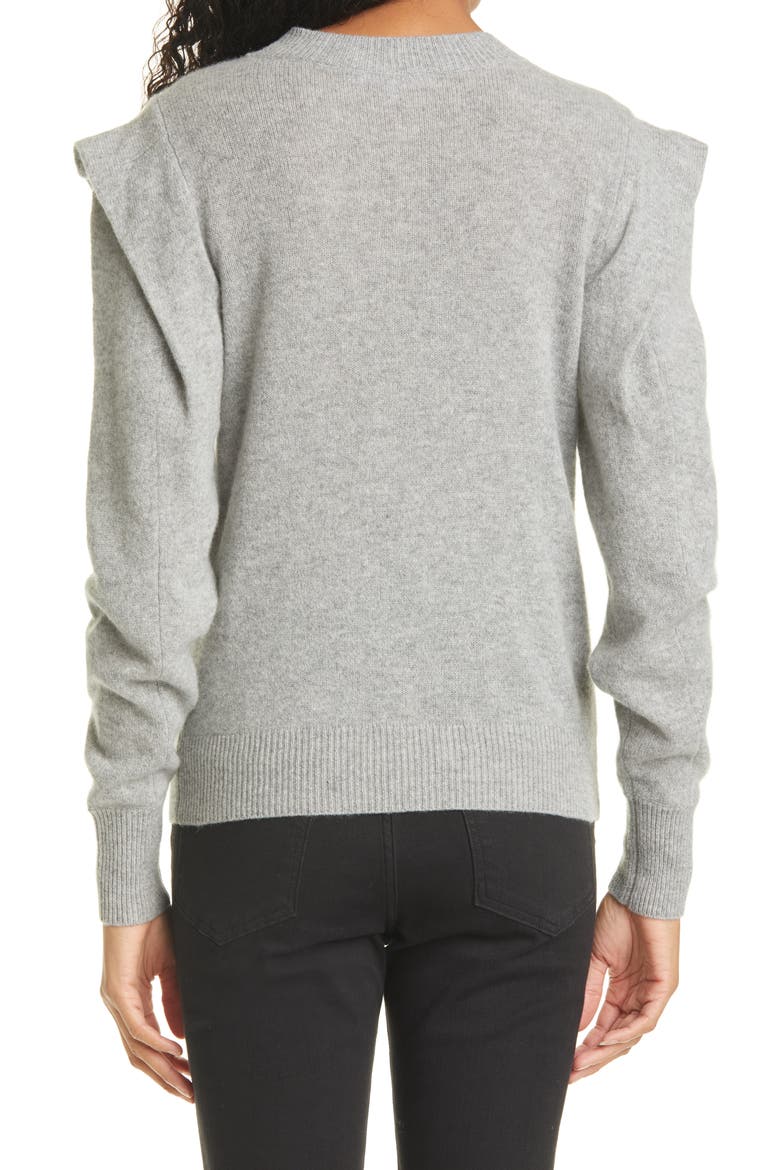 Kennedy Folded Shoulder Cashmere Sweater, Alternate, color, GRIS HEATHER