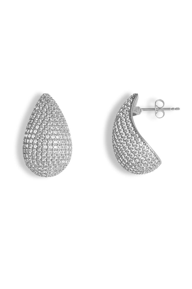 pave teardrop earrings, Main, color, silver