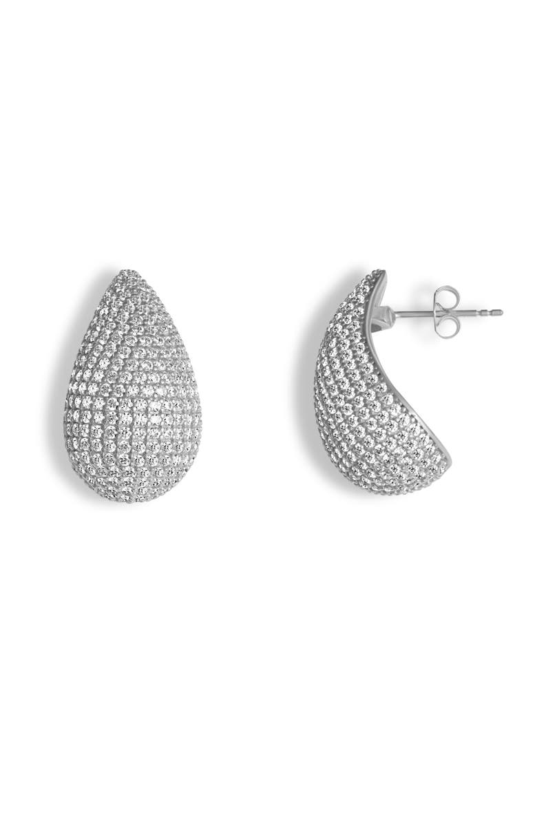 Gemma Azzurro pave teardrop earrings, Main, color, Silver