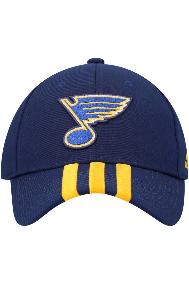 Men's adidas Navy St. Louis Blues Locker Room Primegreen Three Stripe Adjustable Hat, Alternate, color, NAVY