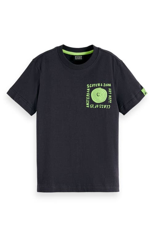 Scotch & Soda Kids' Art Print Cotton Graphic T-shirt In Black