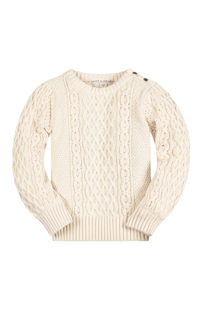 Hope & Henry Girls' Organic Fisherman Sweater, Kids, Alternate, color, 