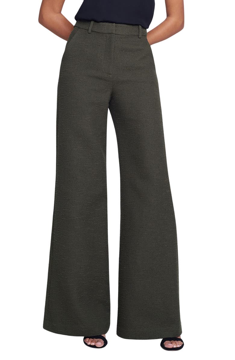 L'AGENCE Pilar Tweed Wide Leg Pants, Main, color, Army