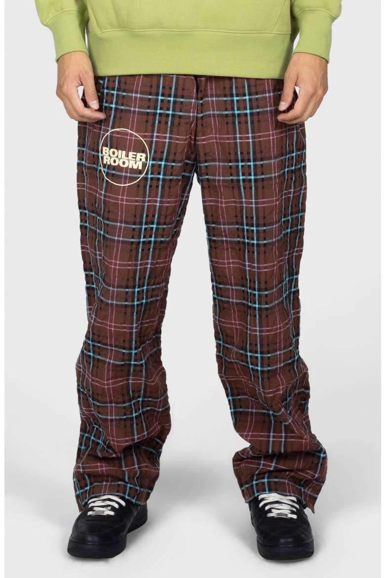 x Boiler Room Practice Plaid Track Pants, Main, color, BROWN