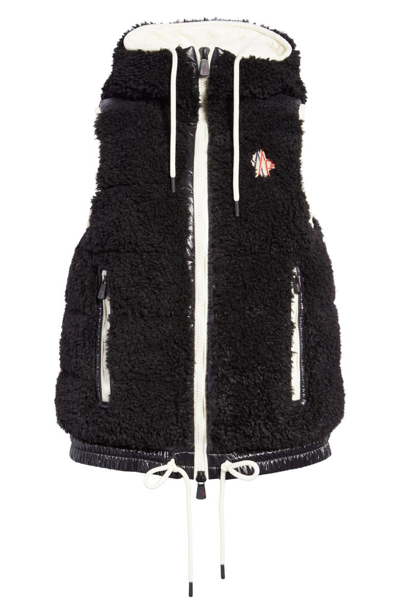 Moncler Grenoble Teddy Fleece Hooded Down Vest, Alternate, color, 
