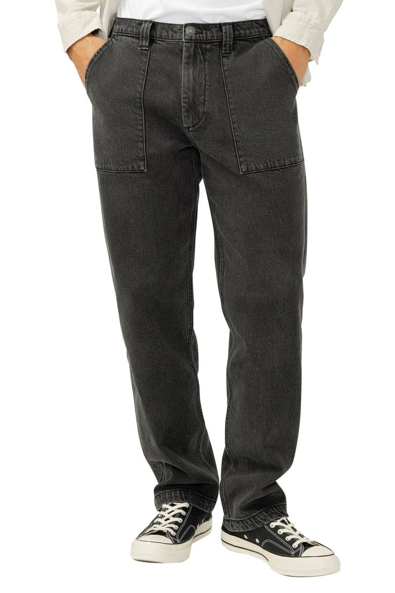 Straight Leg Utility Jeans, Main, color, WASHED BLACK
