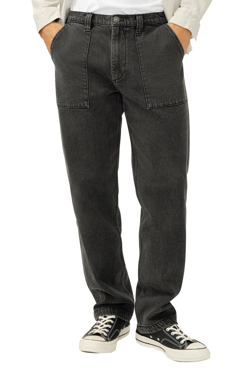 Silver Jeans Co. Straight Leg Utility Jeans, Main, color, Washed Black