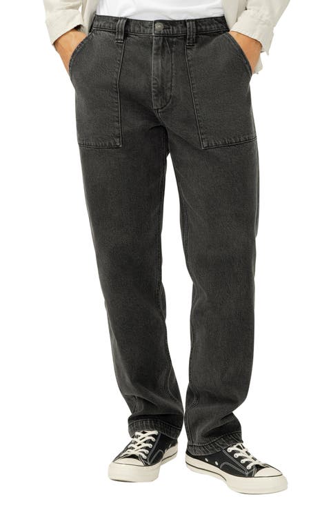 Straight Leg Utility Jeans (Washed Black) (Regular & Big)