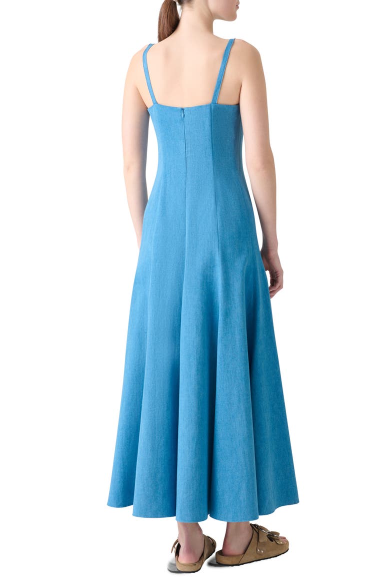 akris punto denim dress AKRIS l 4 Akris Punto Luxury Western-Inspired Bias Cut Ruffle Belted Denim  Dress