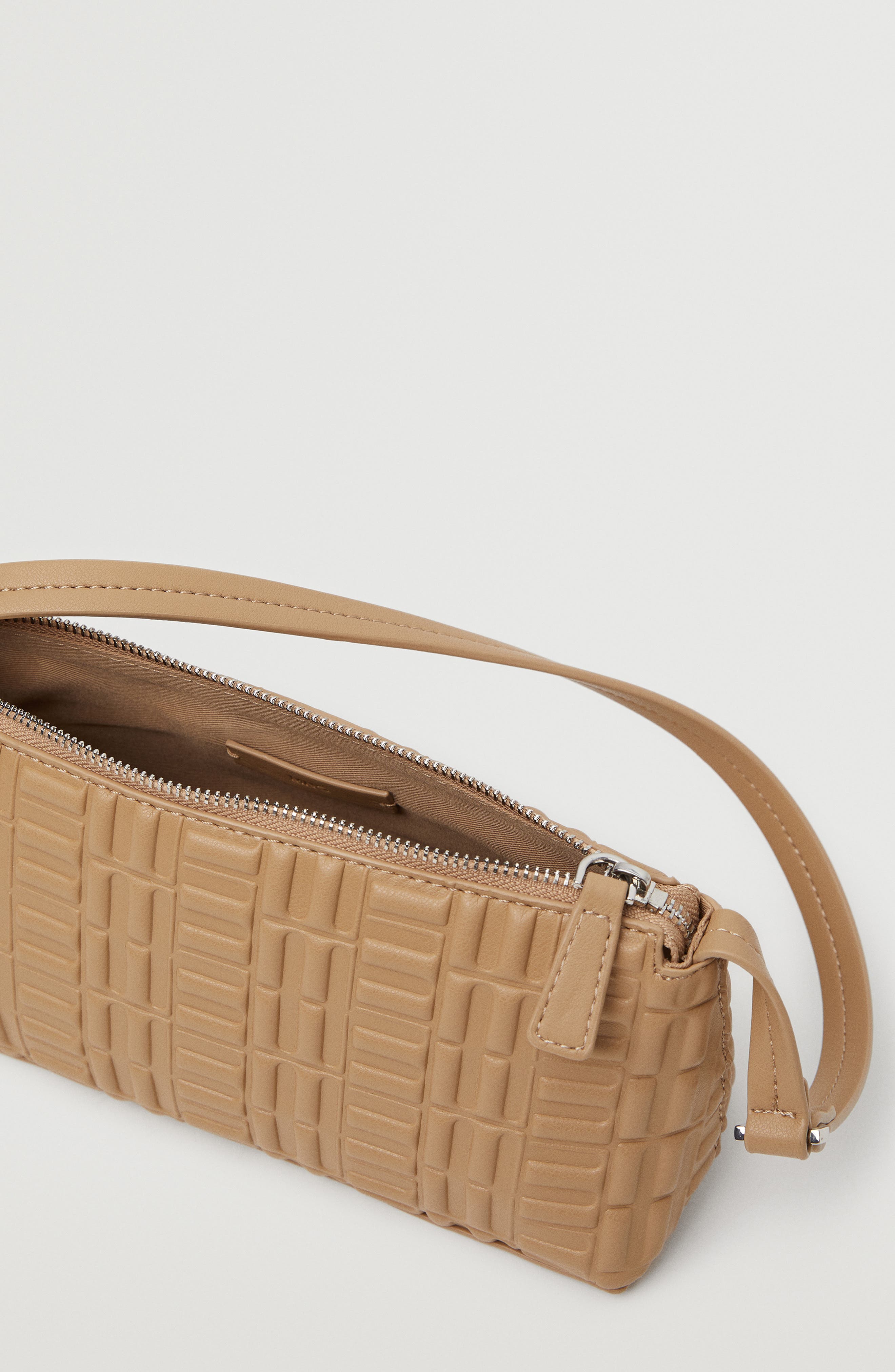 MANGO Textured Baguette Faux Leather Bag, Alternate, color, 