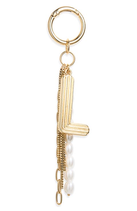 Initial Faux Pearl Bag Charm