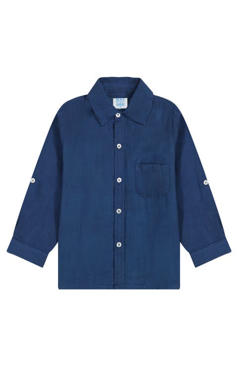 Remi Boy's Button Front Shirt Lapis Blue