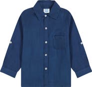 Mer St. Barth Remi Boy's Button Front Shirt Lapis Blue