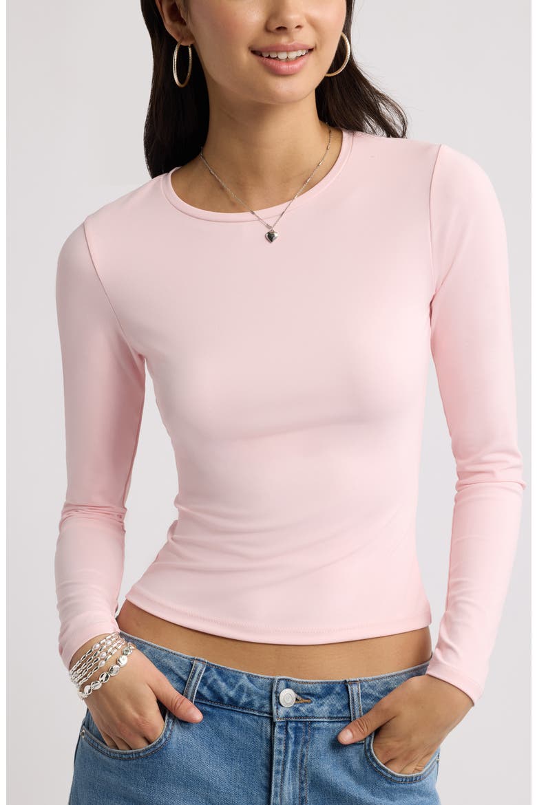 Smooth Fit Long Sleeve Crewneck T-Shirt, Alternate, color, PINK BALM