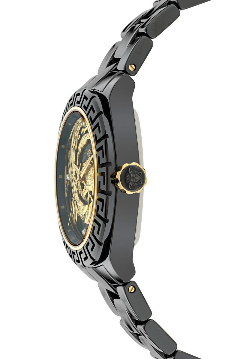 Versace DV One 20th Anniversary Diamond Automatic Ceramic Bracelet Watch, 40mm, Alternate, color, Black Ceramic