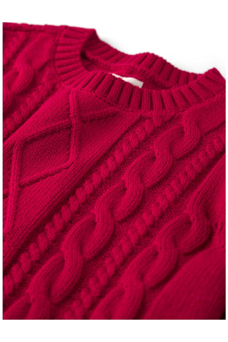 Kids' Organic Cotton Cable Knit Sweater, Alternate, color, RED