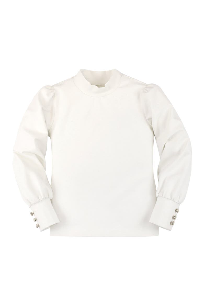 Kids' Long Sleeve Mock Neck Balloon Sleeve Top, Main, color, Soft White Mock Neck