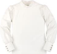 Hope & Henry Kids' Long Sleeve Mock Neck Balloon Sleeve Top