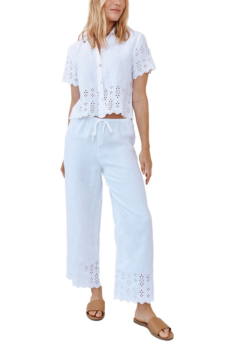Bella Dahl Beach Linen Crop Pants, Alternate, color, White