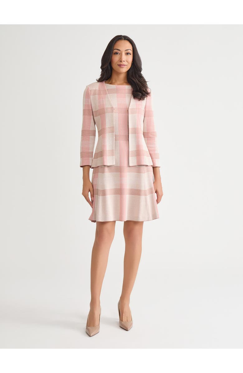 Misook Tailored Multi-Color Plaid Knit Jacket, Alternate, color, Honey Suckle/Biscotti