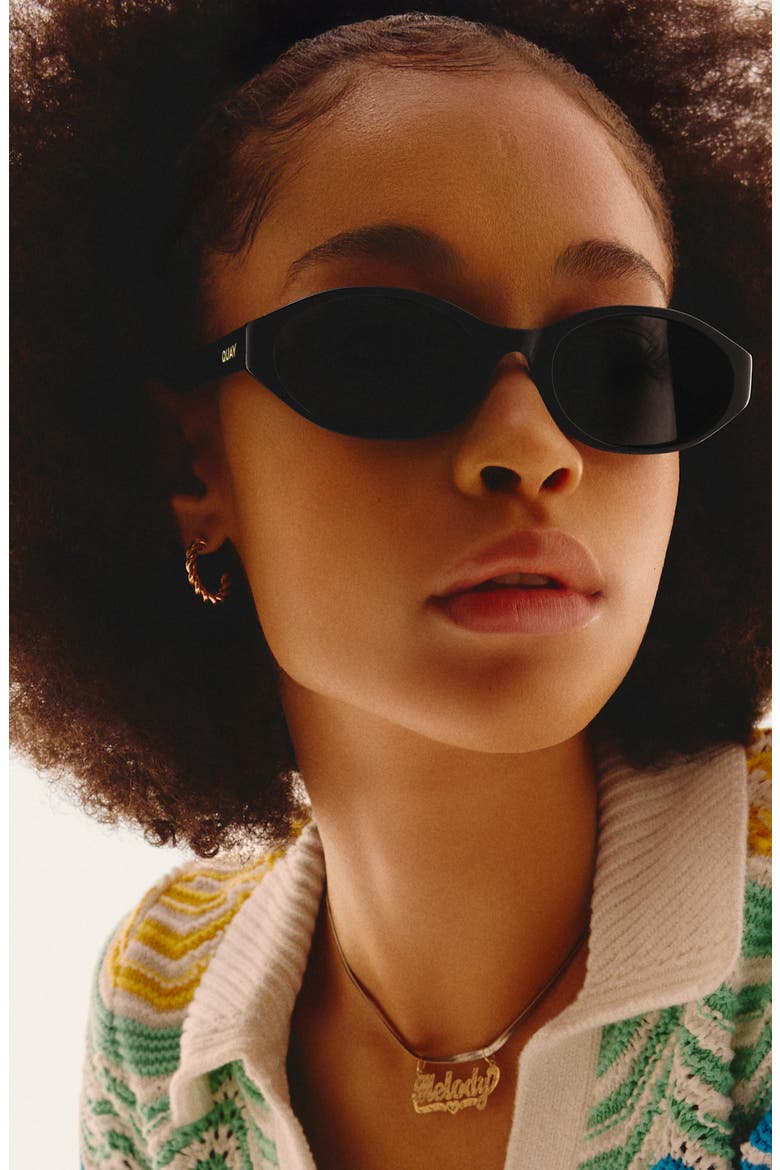 Aura Points 55mm Oval Sunglasses, Alternate, color, BLACK/ SMOKE