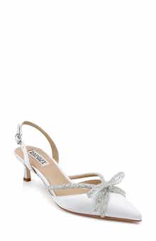 Badgley Mischka Collection Angelina Slingback Pointed Toe Kitten Heel Pump