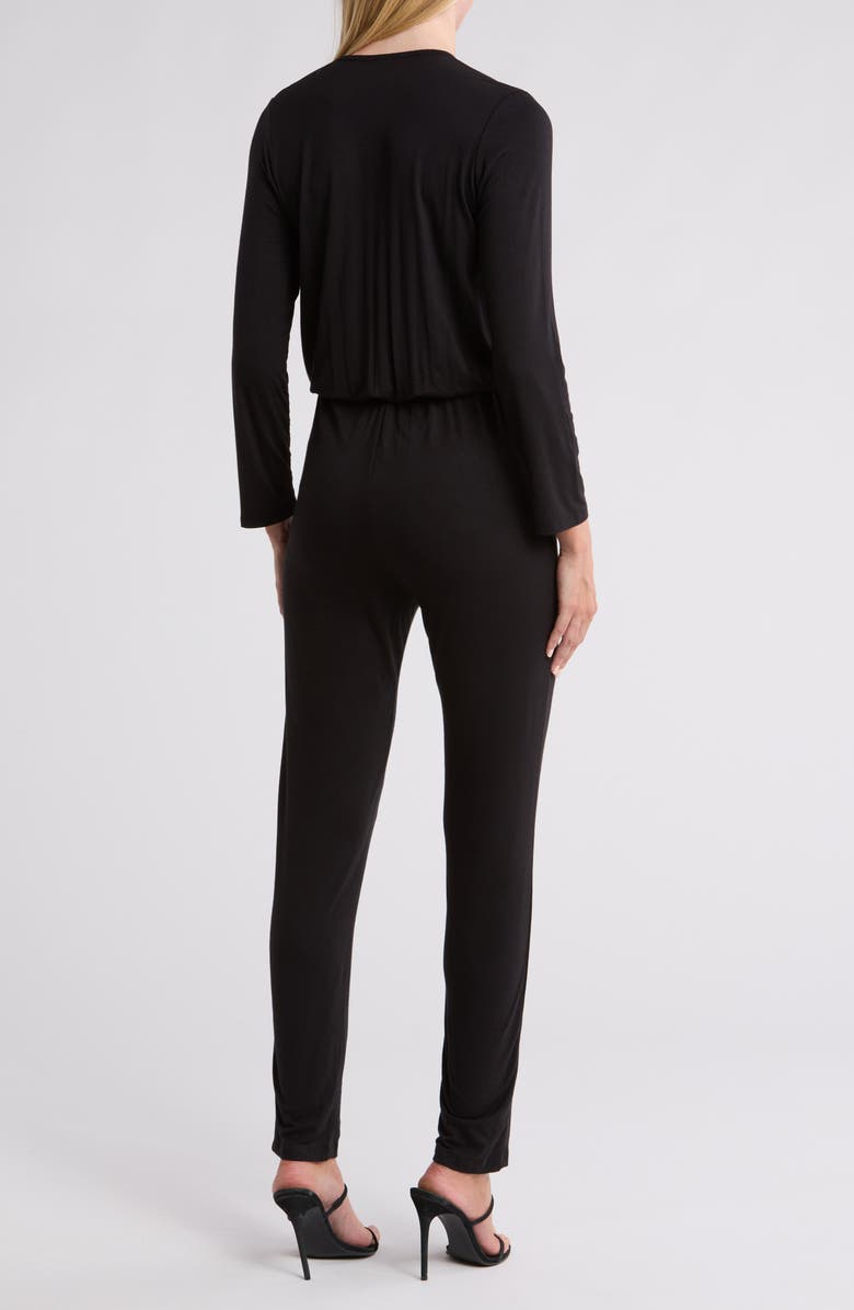 GO COUTURE Long Sleeve Tie Waist Jumpsuit, Alternate, color, Black