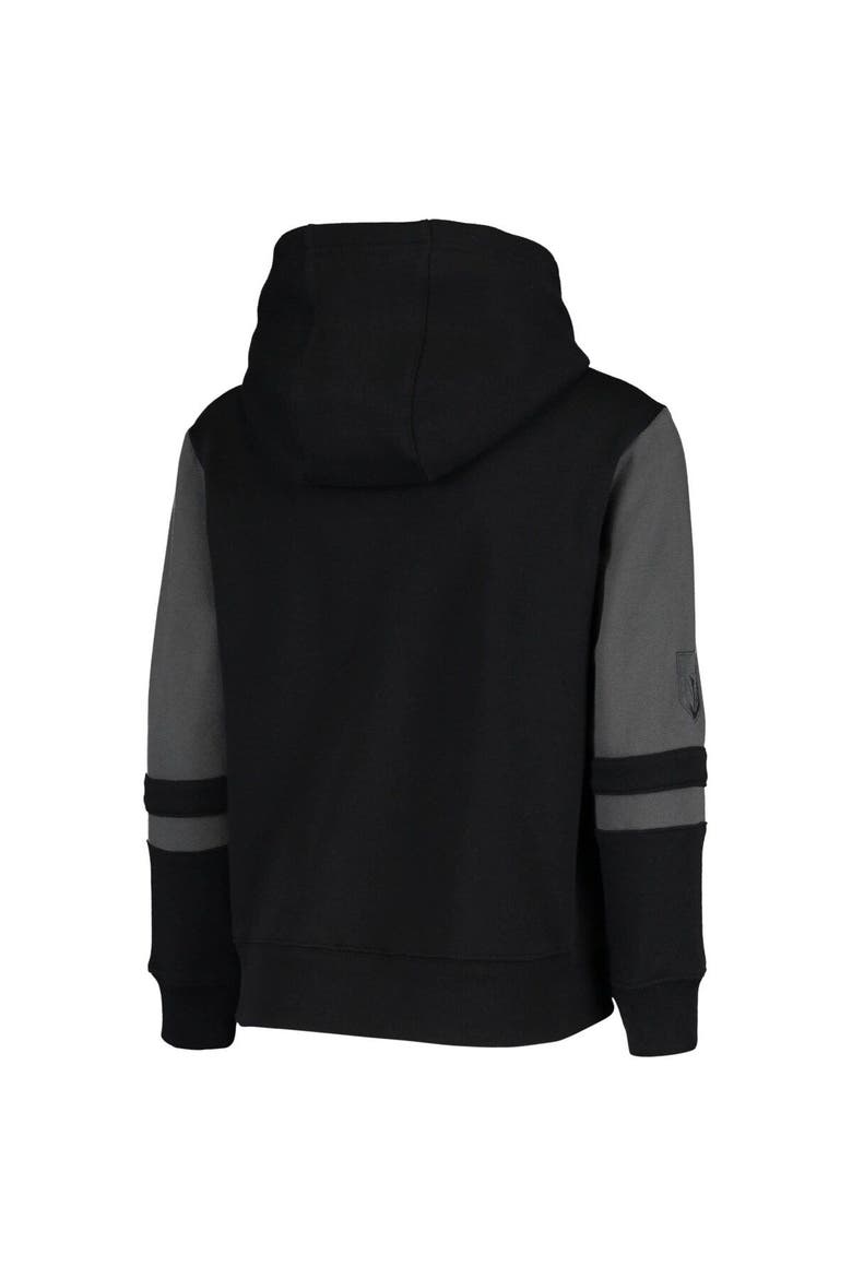 Youth Black Vegas Golden Knights Faceoff Colorblocked Fleece Full-Zip Hoodie Jacket, Alternate, color, Black