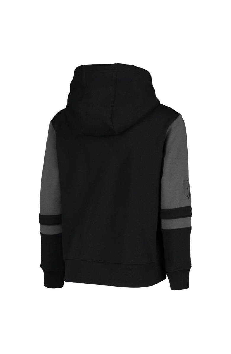 Outerstuff Youth Black Vegas Golden Knights Faceoff Colorblocked Fleece Full-Zip Hoodie Jacket, Alternate, color,