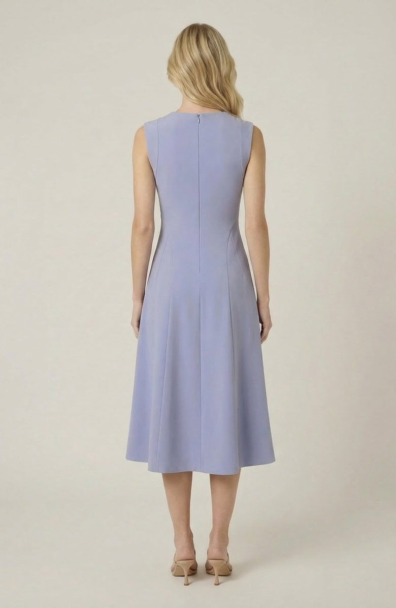 Modenaire Structured Seaming Flared Skirt Sleeveless Midi Dress, Alternate, color, Periwinkle Blue
