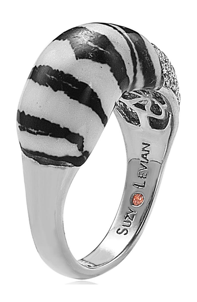 SUZY LEVIAN Sterling Silver Zebra & CZ Ring, Alternate, color,