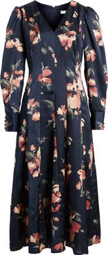 Chelsea28 Long Sleeve Satin Midi Dress