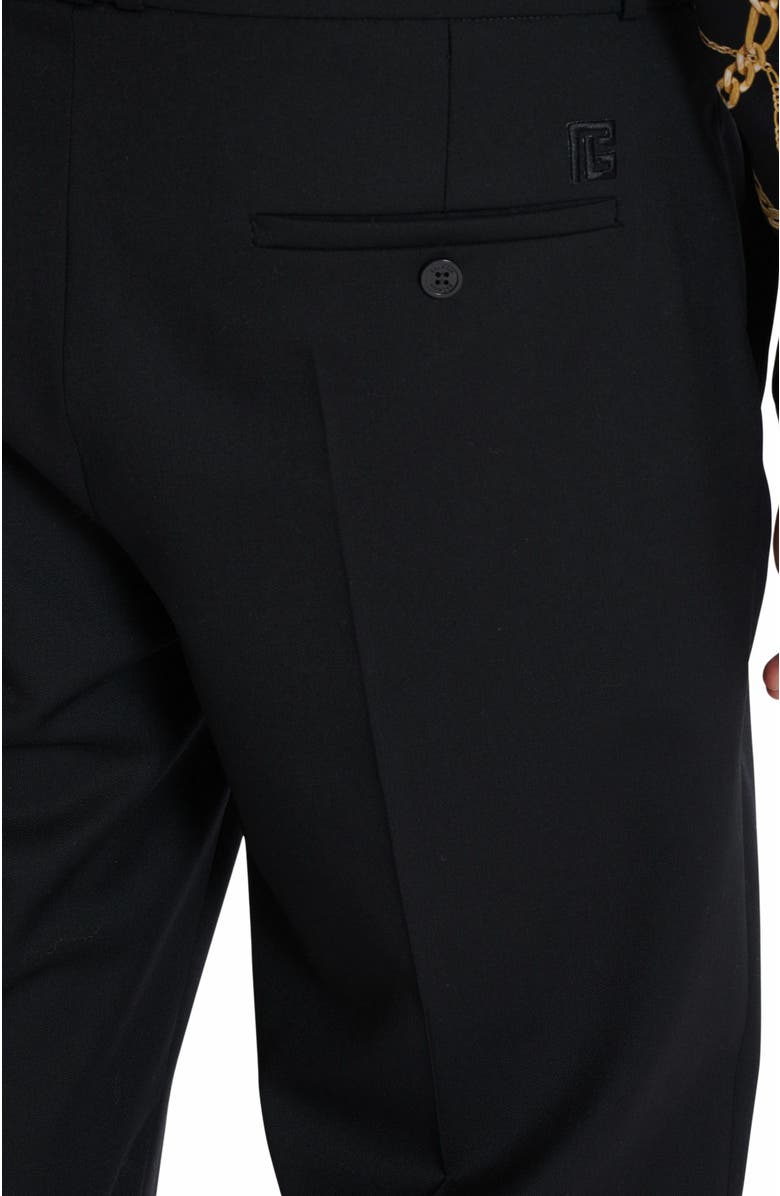 Balmain Straight-Leg Tailored Wool Trousers, Alternate, color, Black