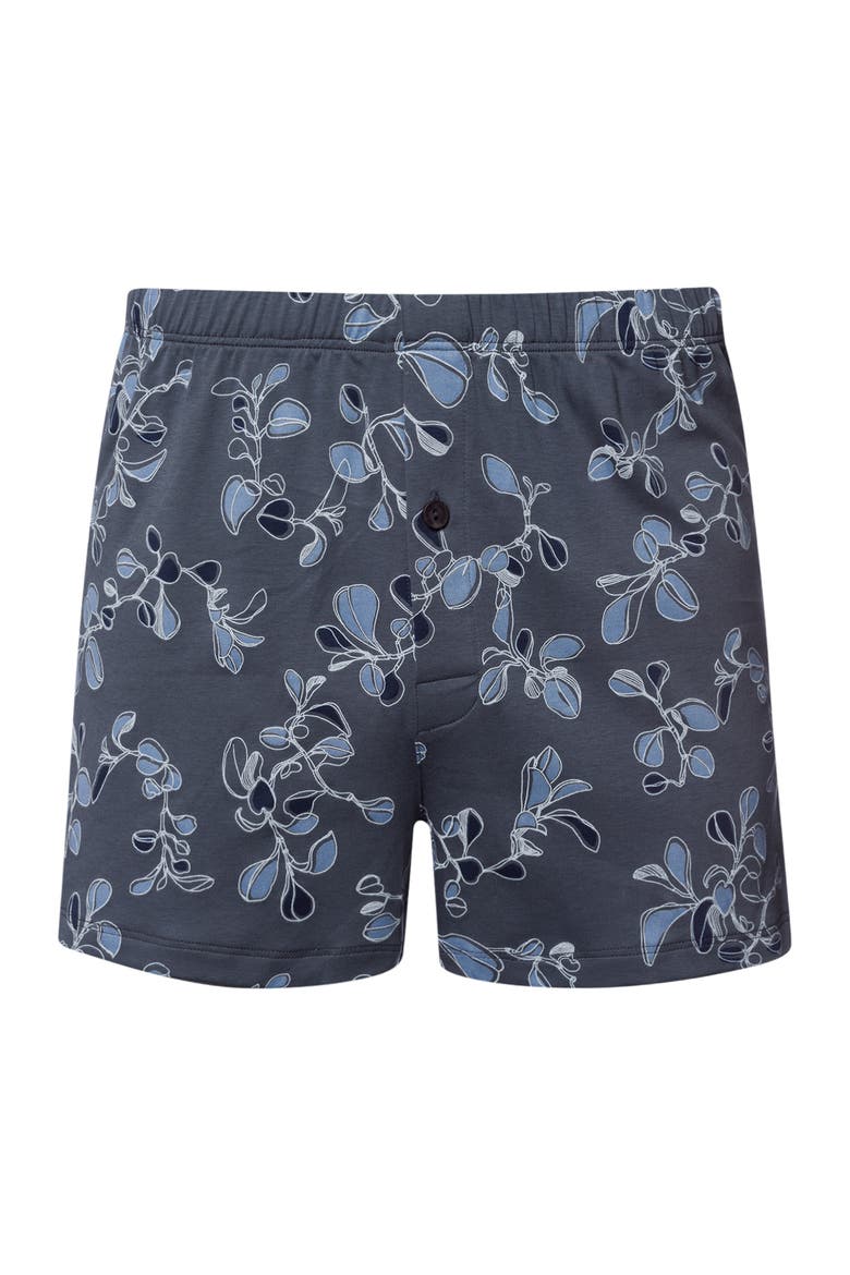 Cotton Sporty Cotton Boxer, Main, color, Aqua Ink Leaves