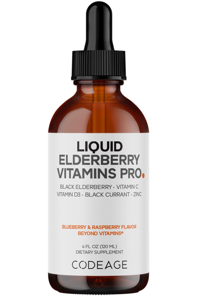 Black Elderberry Syrup Supplement for Kids & Adults, Main, color, White