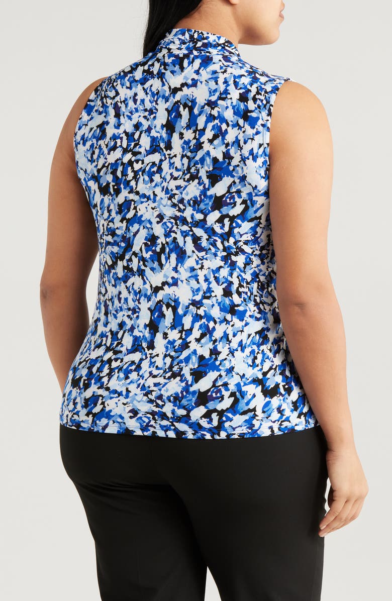 Anne Klein Abstract Print Triple Pleat Sleeveless Top, Alternate, color, 