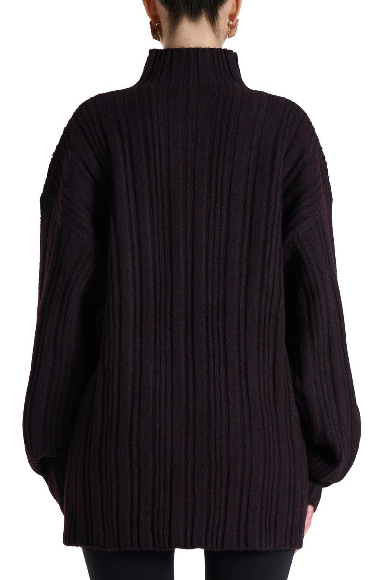 Naked Wardrobe Oversize Funnel Neck Sweater, Alternate, color, Dark Plum