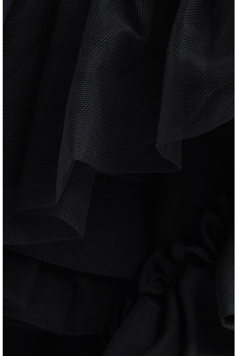 Ruffled Wool & Tulle Miniskirt, Alternate, color, BLACK