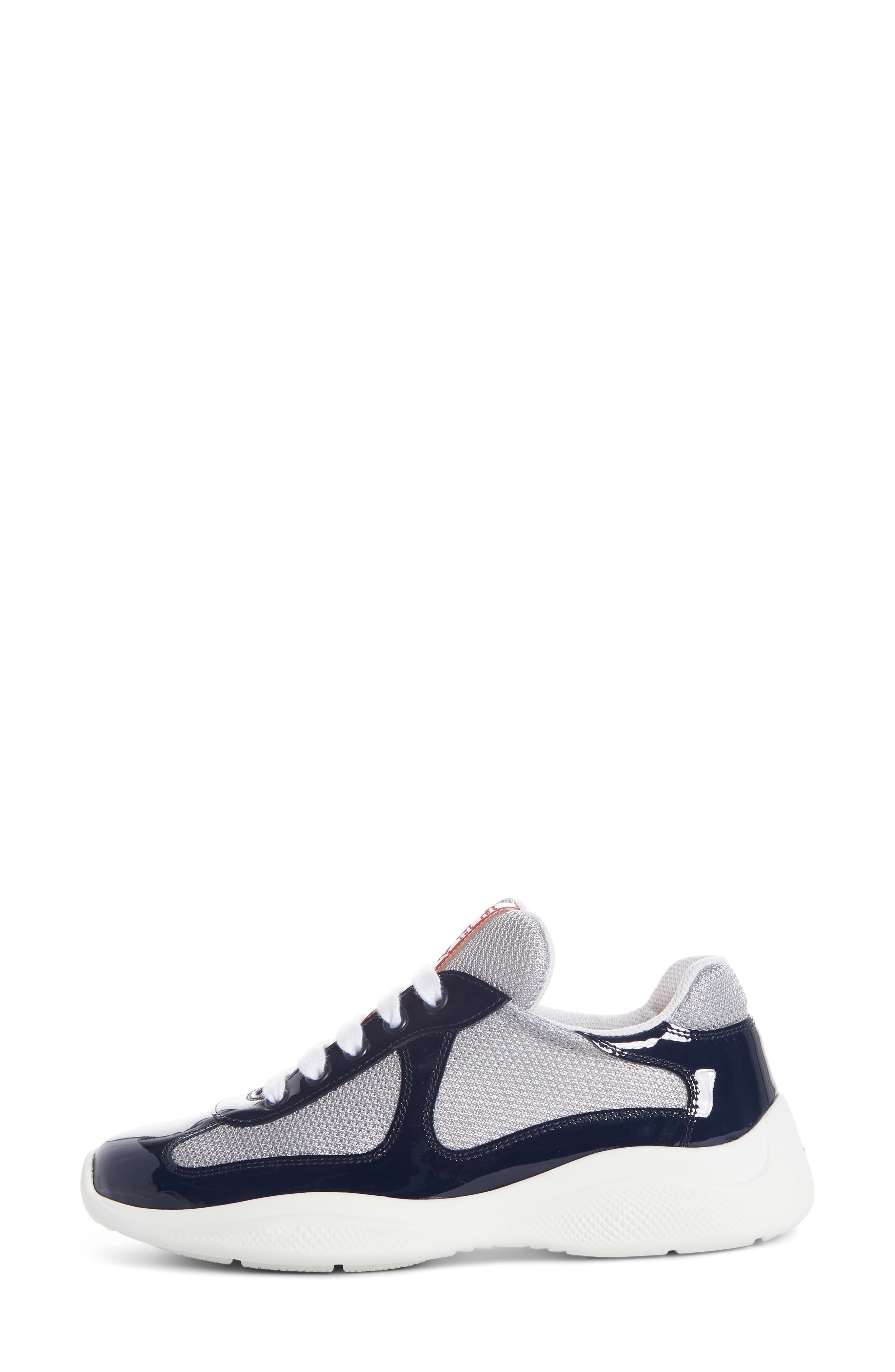 Prada Logo Low Top Sneaker, Alternate, color, Royal Patent