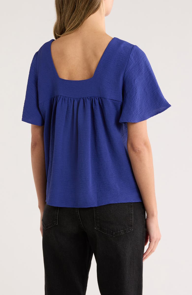 Bobeau Square Neck Short Sleeve Top, Alternate, color, Cobalt
