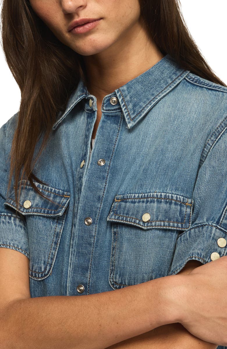 Lucky Brand Short Sleeve Denim Western Shirt, Alternate, color, Glammed Up Wash