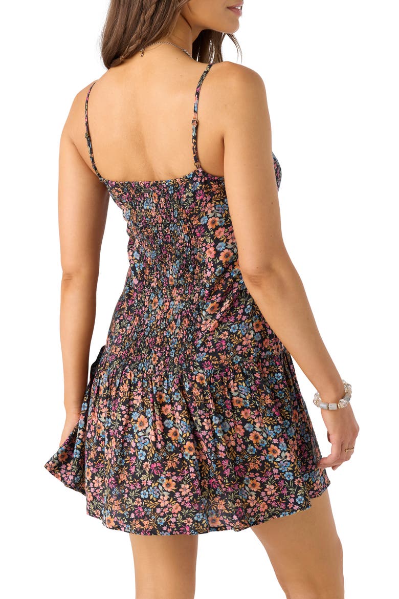 Serefina Floral Minidress, Alternate, color, BLACK