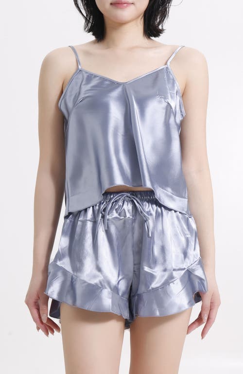 Lechery ® Lustrous Silky Shiny Satin Cami & Shorts Set In Grey