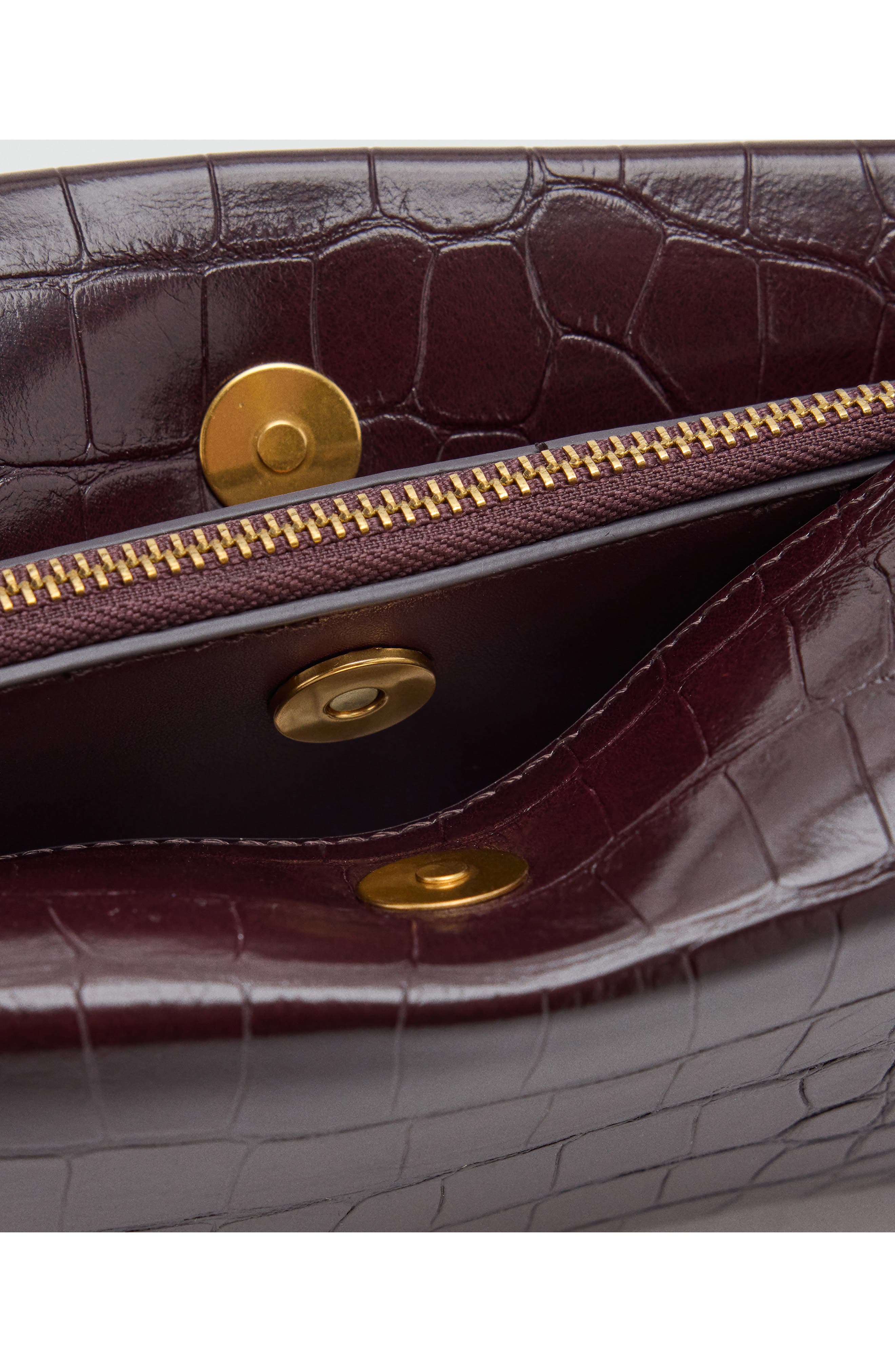 Habana Croc Embossed Faux Leather Shoulder Bag, Alternate, color, BURGUNDY